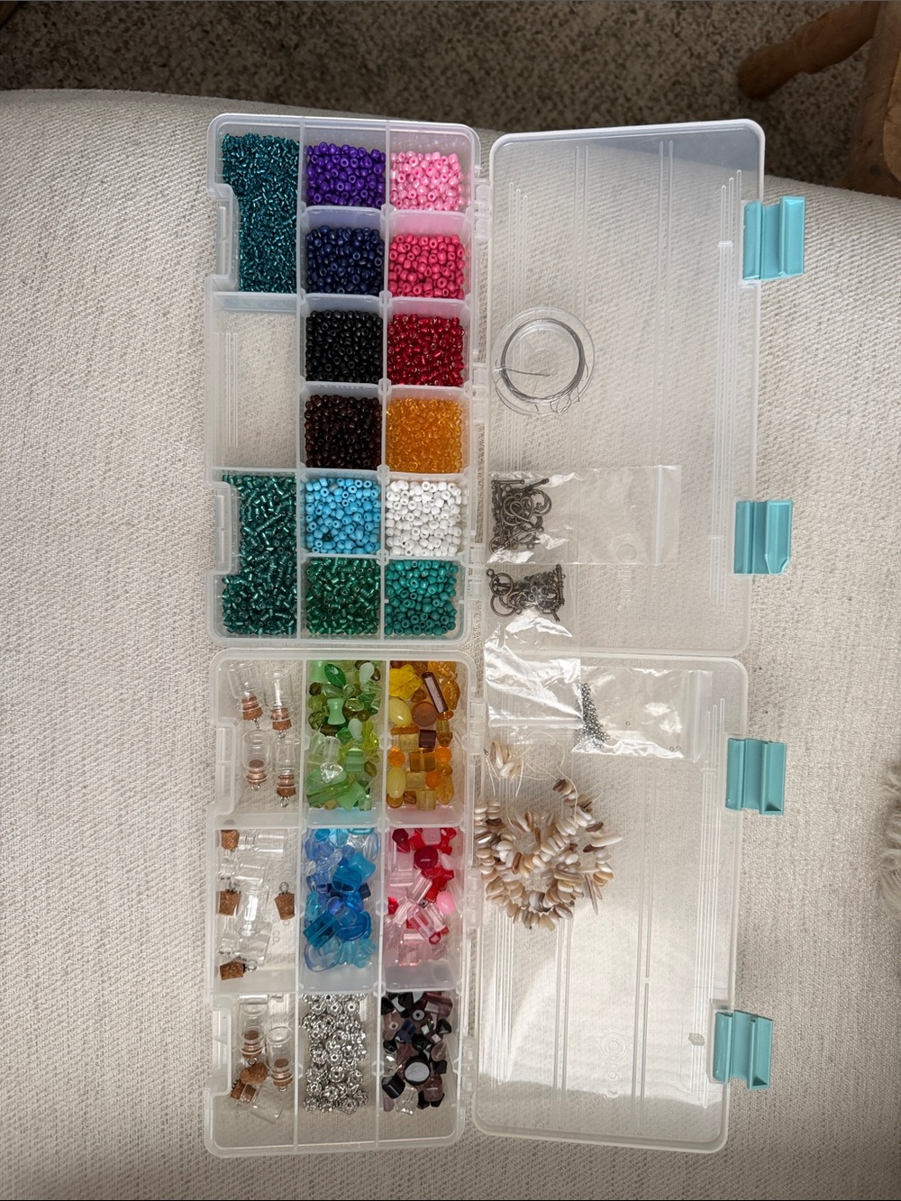 Jewelry Making Supplies- Beads, clasps, crimping beads, wire and bottle pendants